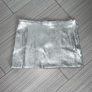 Silver Sequin Mini Skirt